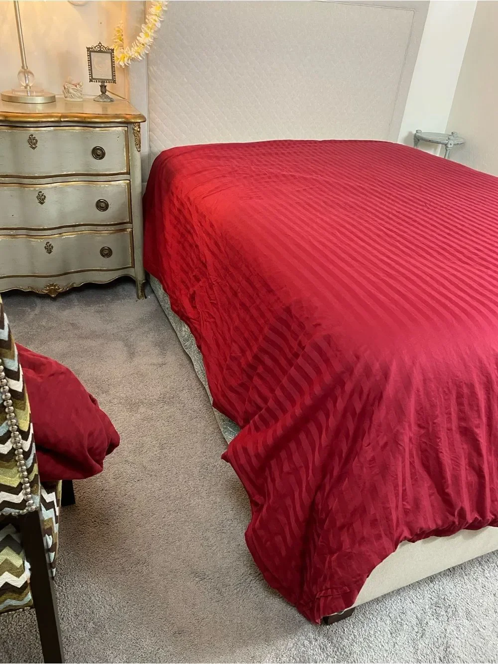 Wamsutta Red Striped Duvet Cover Damask